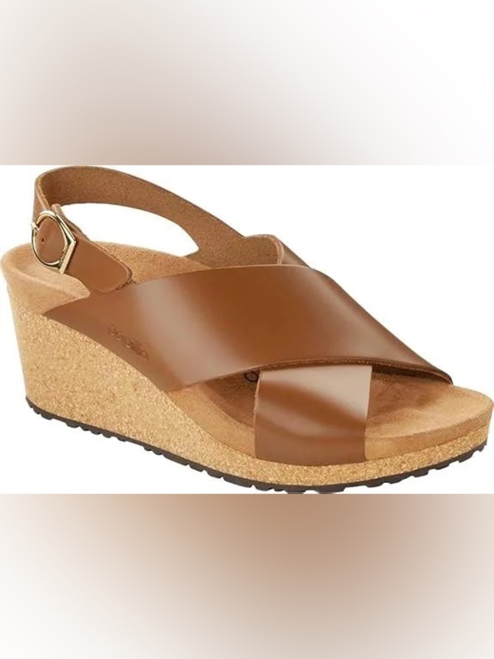 Papillio Tan Leather Cork Wedge Sandal